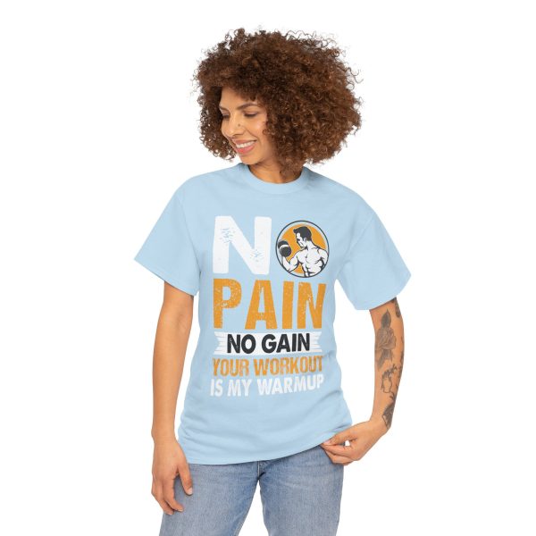 Gym No Pain No Gain Light Blue Color T-Shirt For Unisex Heavy Cotton Tee