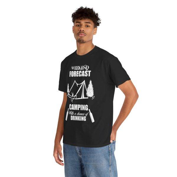 WEEKEND FORECAST  CAMPING With a chance of Drinking Black Color T-Shirt for Unisex Heavy Cotton Tee