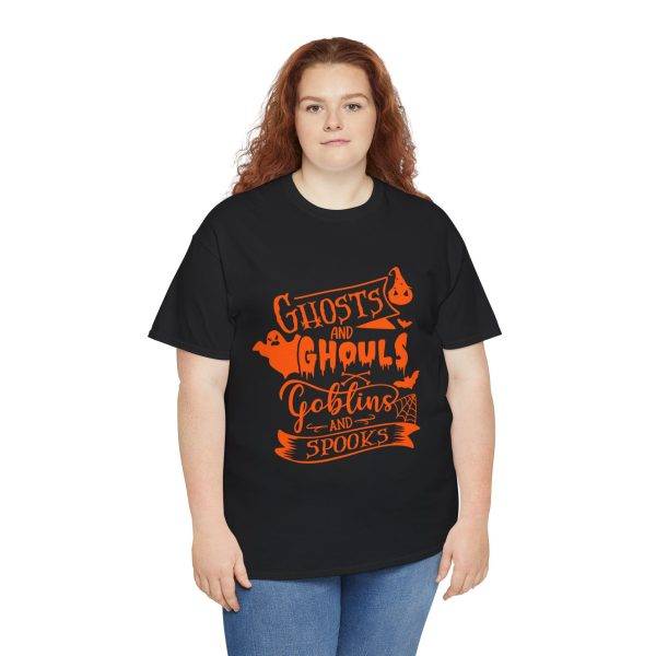 Halloween Ghosts And Ghouls Black Color T-Shirt For Unisex Heavy Cotton Tee