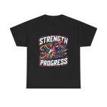 Strength Progress Black Color T-Shirt For Unisex Heavy Cotton Tee