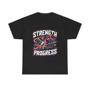 Strength Progress Black Color T-Shirt For Unisex Heavy Cotton Tee