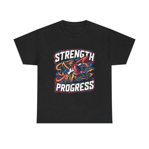 Strength Progress Black Color T-Shirt For Unisex Heavy Cotton Tee
