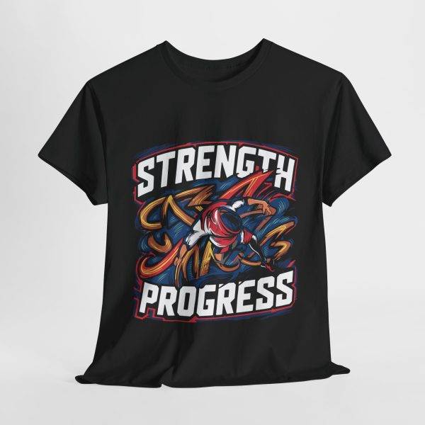 Strength Progress Black Color T-Shirt For Unisex Heavy Cotton Tee