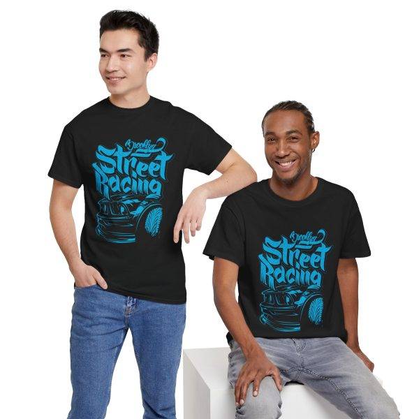 Street Racing Black Color T-Shirt For Men Heavy Cotton Tee