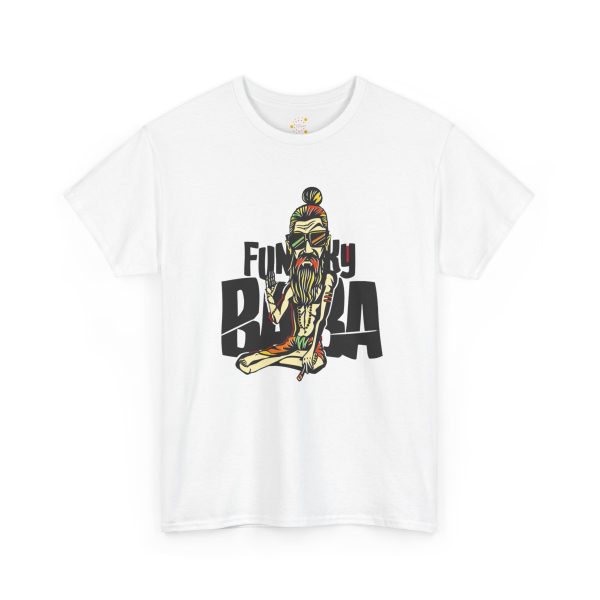 Funky baba white Color T-Shirt For Unisex Heavy Cotton Tee