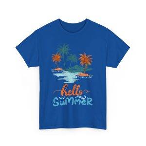 Hello Summer Royal Color T-Shirt For Unisex Heavy Cotton Tee
