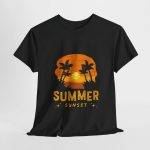 Summer Sunset Black Color T-Shirt For Unisex Heavy Cotton Tee