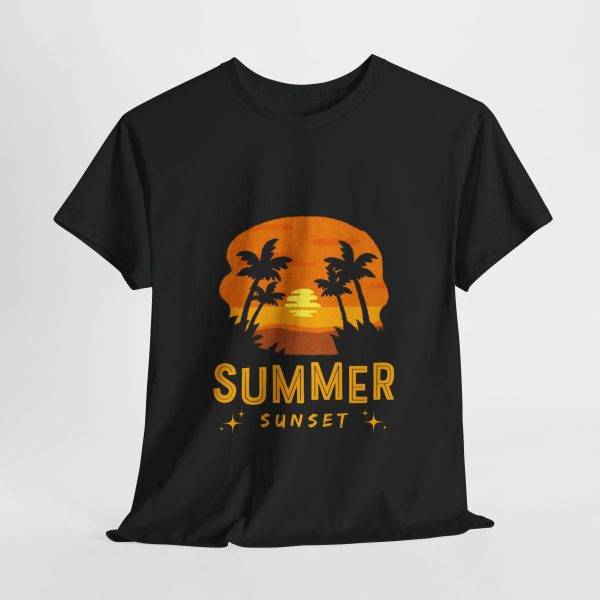 Summer Sunset Black Color T-Shirt For Unisex Heavy Cotton Tee