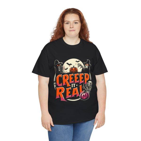 Halloween Creeep It Real Black Color T-Shirt For Unisex Heavy Cotton Tee