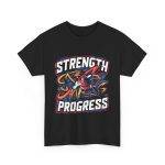 Strength Progress Black Color T-Shirt For Unisex Heavy Cotton Tee