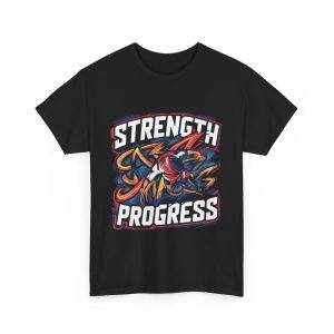 Strength Progress Black Color T-Shirt For Unisex Heavy Cotton Tee