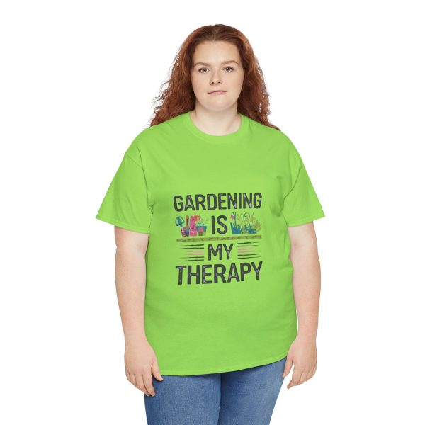 Gardening is My Therapy Unisex Heavy Cotton Tee - Vibrant Green T-Shirt for Plant Lovers