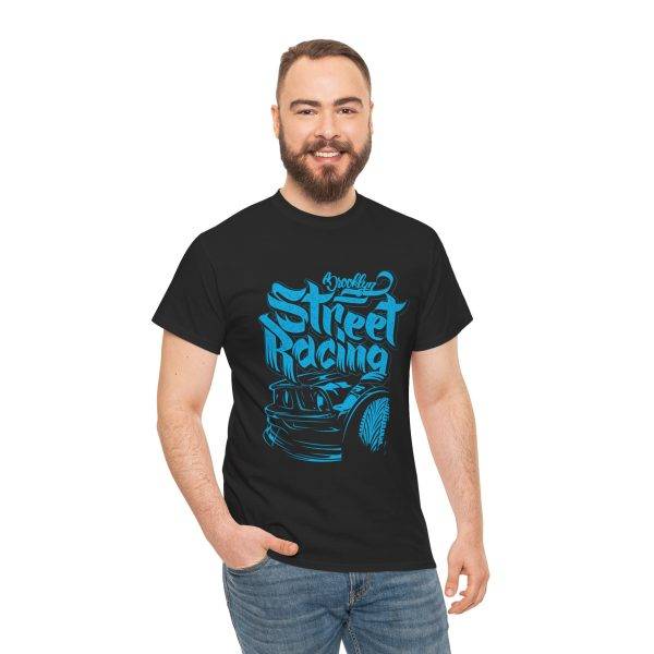 Street Racing Black Color T-Shirt For Men Heavy Cotton Tee