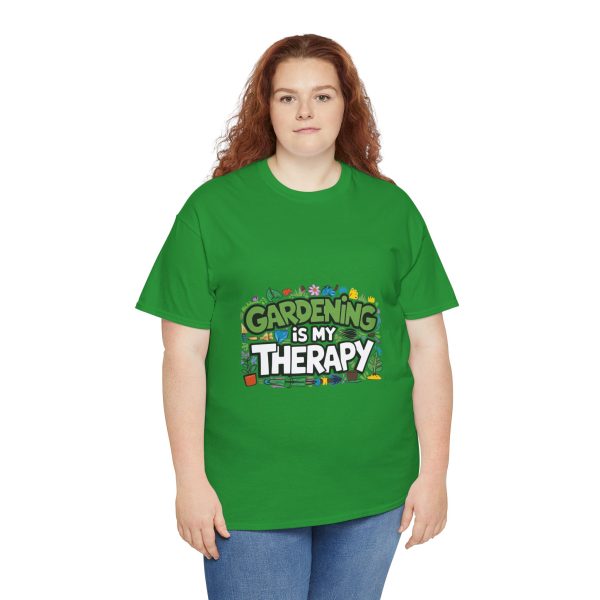 Gardening Is My Therapy Unisex Heavy Cotton Tee - Green Gardening T-Shirt for Plant Lovers