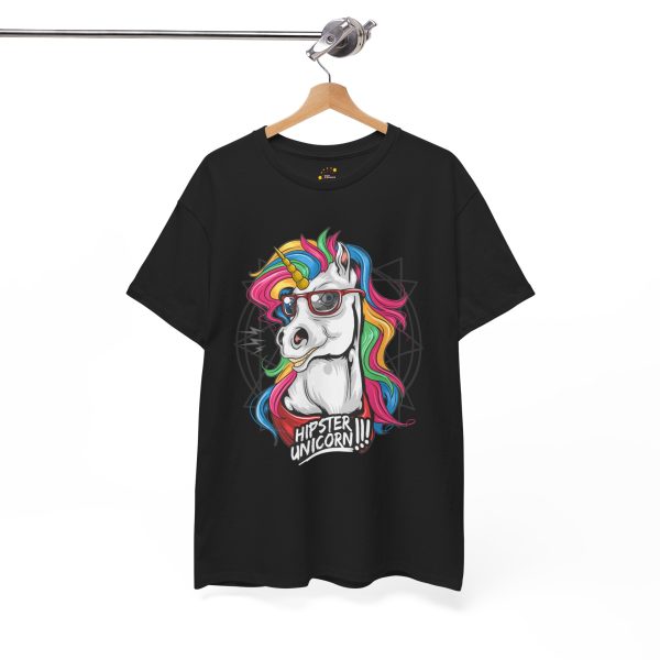Hipster Unicorn black color Tshirt For Unisex Heavy Cotton Tee
