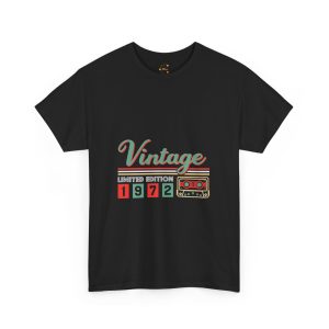 Vintage 1972 Black Color T-Shirt For Unisex Heavy Cotton Tee