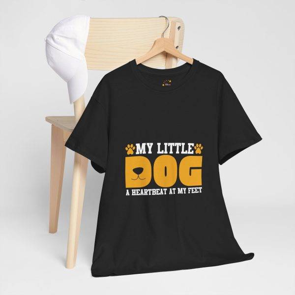 Unisex Heavy Cotton Tee - My Little Dog, Heartbeat at My Feet