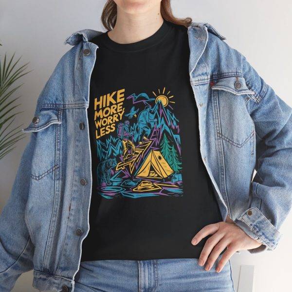 Hike More Worry Less Unisex Heavy Cotton Tee - Adventure Graphic T-Shirt