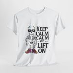 Keep calm calm and left on white Color T-Shirt For Unisex Heavy Cotton Tee