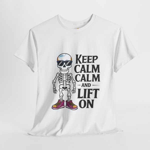Keep calm calm and left on white Color T-Shirt For Unisex Heavy Cotton Tee