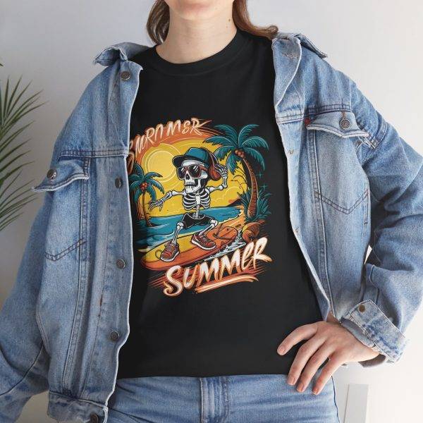 Cool Skeleton Summer Vibes Unisex Heavy Cotton Tee