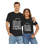 Sunrise Sunburn Sunset Repeat Black Color T-Shirt For Unisex Heavy Cotton Tee