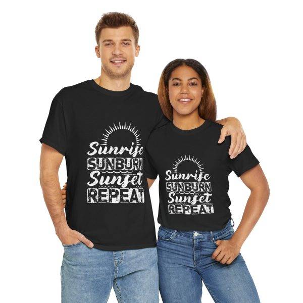 Sunrise Sunburn Sunset Repeat Black Color T-Shirt For Unisex Heavy Cotton Tee