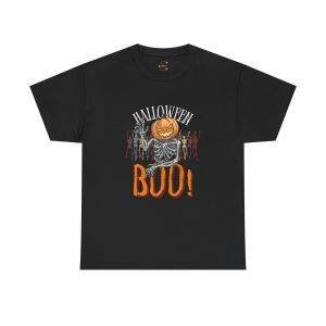 Halloween Boo Black Color T-Shirt For Unisex Heavy Cotton Tee