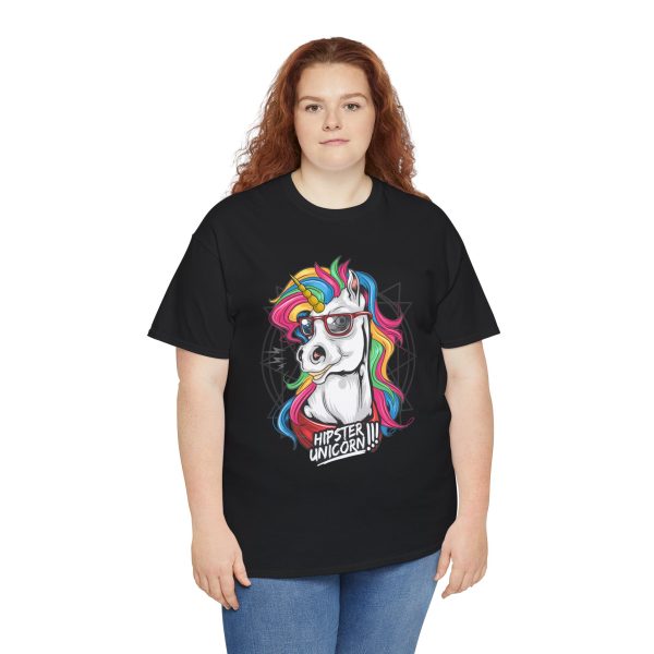 Hipster Unicorn black color Tshirt For Unisex Heavy Cotton Tee