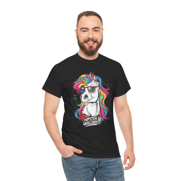 Hipster Unicorn black color Tshirt For Unisex Heavy Cotton Tee