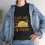 Funny Cat Energy Saving Mode Tee - Unisex Heavy Cotton T-Shirt