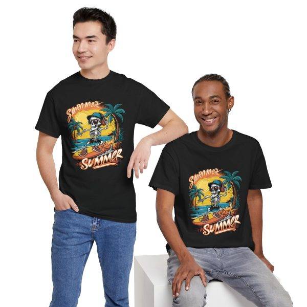 Cool Skeleton Summer Vibes Unisex Heavy Cotton Tee