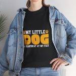 Unisex Heavy Cotton Tee - My Little Dog, Heartbeat at My Feet