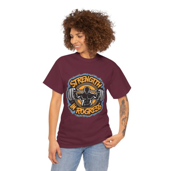 Strength In Progress Maroon Color T-Shirt For Unisex Heavy Cotton Tee