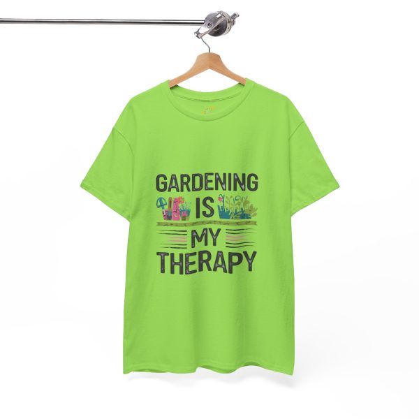 Gardening is My Therapy Unisex Heavy Cotton Tee - Vibrant Green T-Shirt for Plant Lovers
