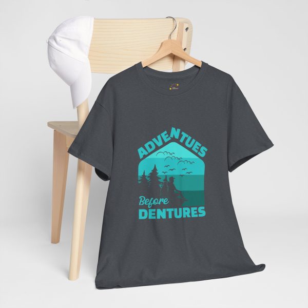 Hiking Adventues before Dentures Tweed color Tshirt For Unisex Heavy Cotton Tee