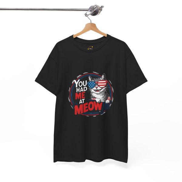 Cute Patriotic Cat Unisex Heavy Cotton Tee - "You Had Me at Meow" Cute Patriotic Cat Unisex Heavy Cotton Tee - "You Had Me at Meow"