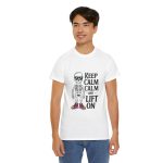 Keep calm calm and left on white Color T-Shirt For Unisex Heavy Cotton Tee