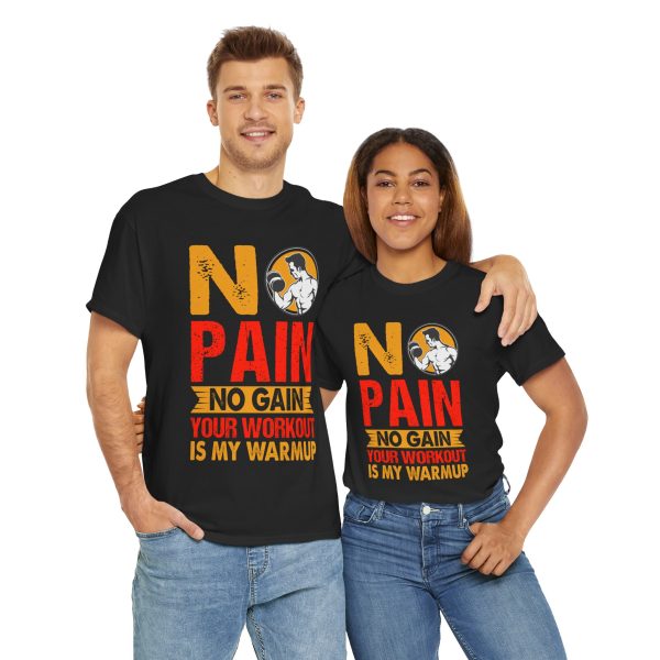 No pain no gain gym Black Color T-Shirt for Unisex Heavy Cotton Tee
