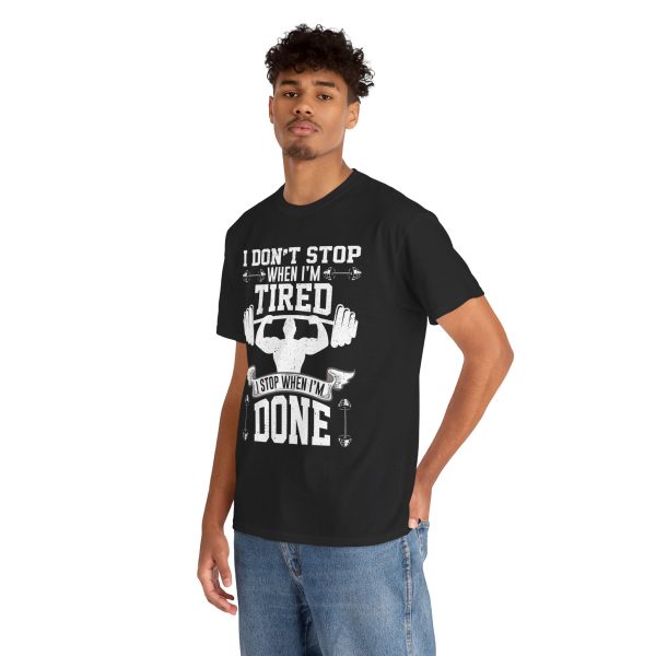 I dont stop when i'm tired gym black color Tshirt For Unisex Heavy Cotton Tee