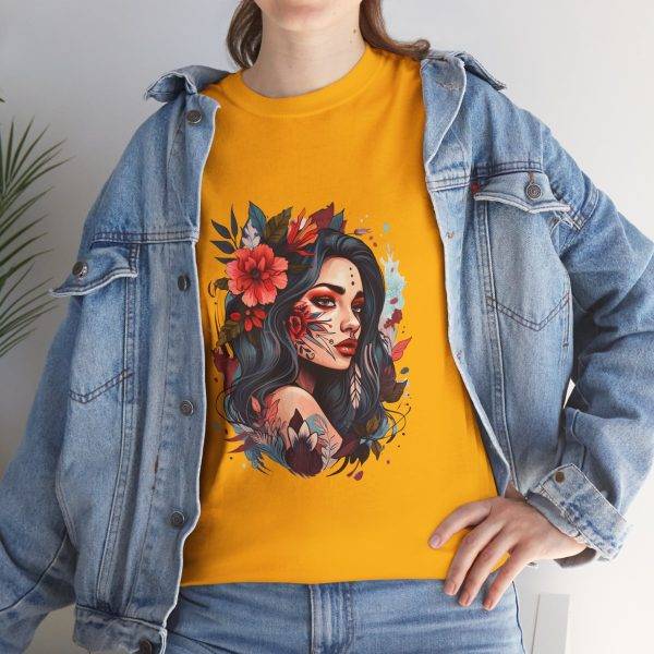 Beauty Women Gold Color T-Shirt For Unisex Heavy Cotton Tee