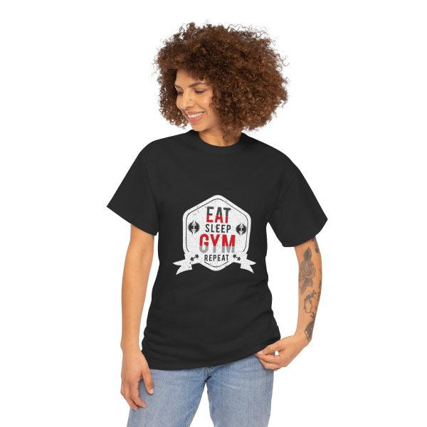 Eat Sleep Gym Repeat Unisex Heavy Cotton Tee - Motivational Workout Shirt