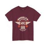 BROOKLYN UNIVERSITY NYC RAW DENIM CORE COLLECTION ORIGINAL Maroon Color Tshirt For Unisex Heavy Cotton Tee BROOKLYN UNIVERSITY NYC RAW DENIM CORE COLLECTION ORIGINAL Maroon Color Tshirt For Unisex Heavy Cotton Tee