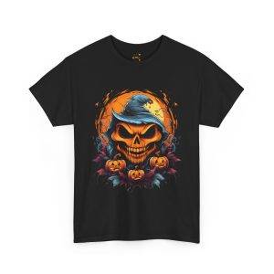 Scary Halloween Pumpkin Black Color T-Shirt For Unisex Heavy Cotton Tee Scary Halloween Pumpkin Black Color T-Shirt For Unisex Heavy Cotton Tee