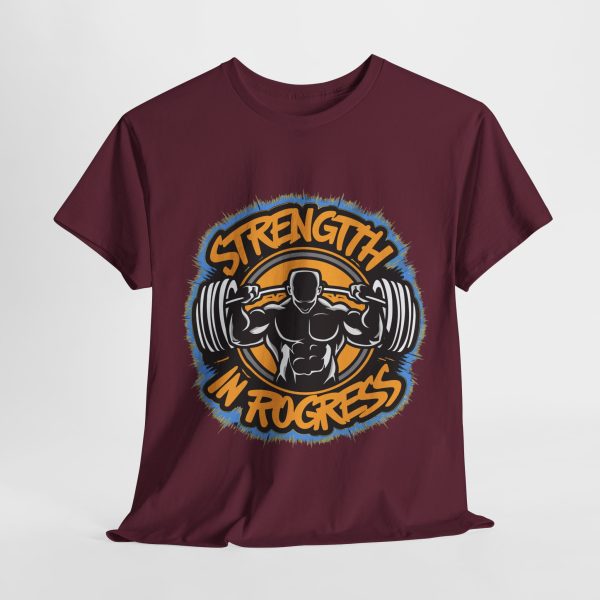 Strength In Progress Maroon Color T-Shirt For Unisex Heavy Cotton Tee