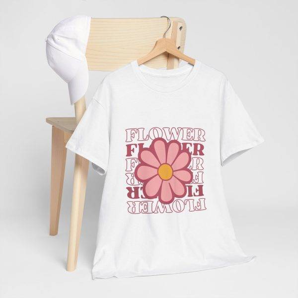 Flower White Color T-Shirt for Women Heavy Cotton Tee