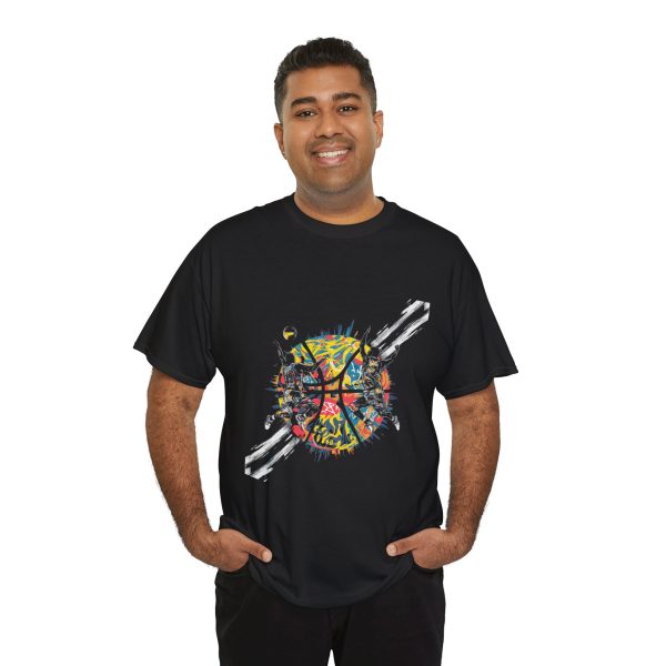 Vibrant Basketball Unisex Heavy Cotton Tee - Colorful Abstract Graphic Design