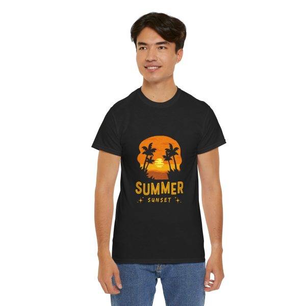 Summer Sunset Black Color T-Shirt For Unisex Heavy Cotton Tee