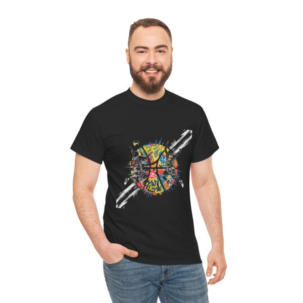 Vibrant Basketball Unisex Heavy Cotton Tee - Colorful Abstract Graphic Design