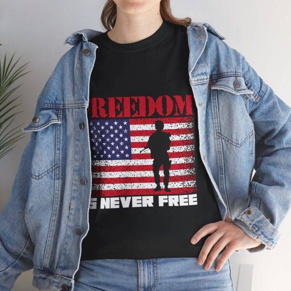 Freedom US Flag Black Color T-Shirt For Unisex Heavy Cotton Tee
